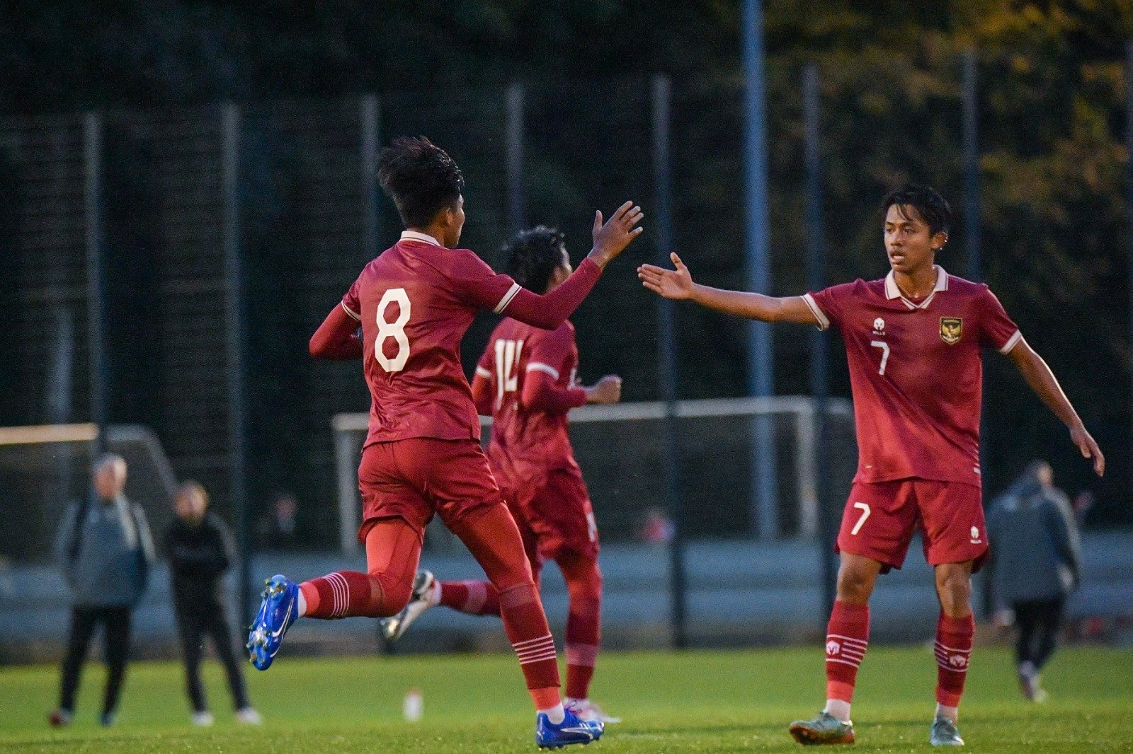 Tim nasional U-17 Indonesia saat meraih kemenangan dalam laga uji coba. Foto : PSSI