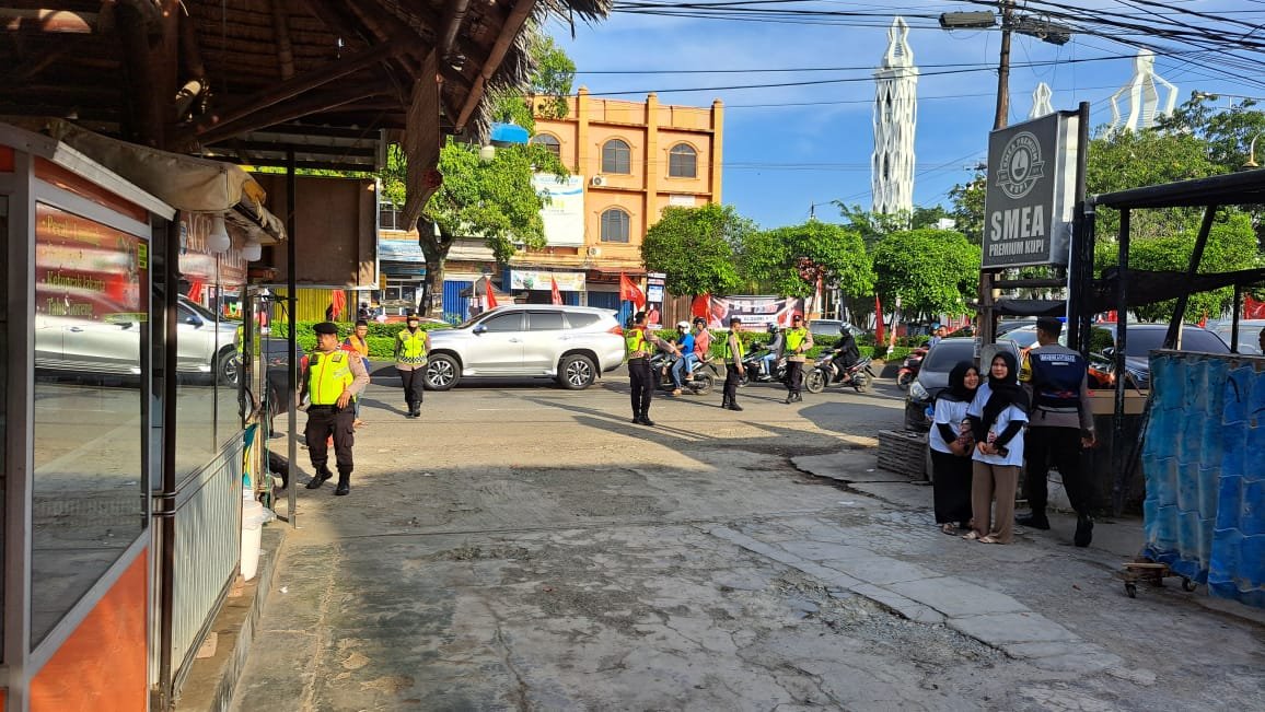 Satgas Operasi Mantap Brata (OMB) Seulawah 2023—2024 mengamankan kunjungan Ketua Umum (Ketum) Partai Solidaritas Indonesia (PSI) Kaesang Pangarep di Provinsi Aceh. Jum'at, 5 Januari 2024. Foto : Humas Polda Aceh